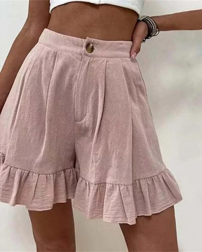 Manon - Gerüschte Shorts aus Leinen