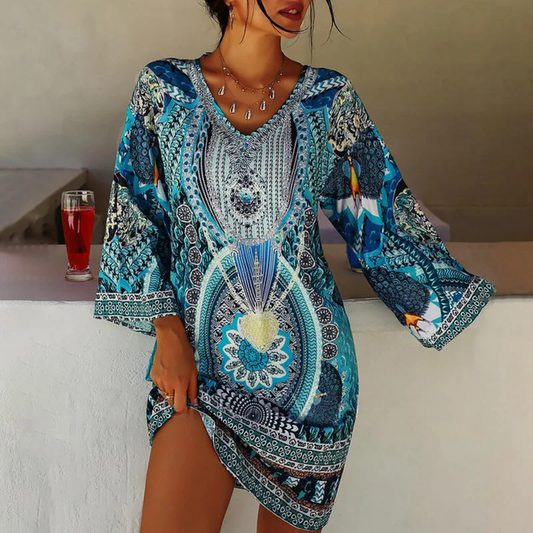 Valentina – Boho-Kleid mit lebendigem Muster für einen exotischen Touch