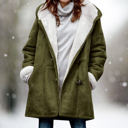 Svetlana - Premium Fleece-Wildlederjacke mit halblanger Kapuze